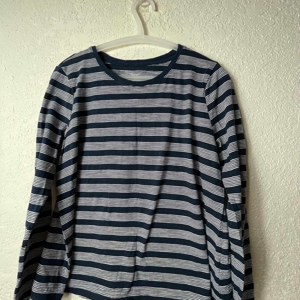 Daily Ritual Navy/White Striped Long Sleeve T-Shirt Sz M
